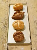 Four different bread rolls