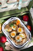 Scotch eggs in a picnic case