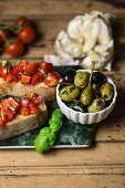 Bruschetta (grilled bread with garlic, tomatoes and basil, Italy)