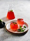 Cranberry cocktails with mint