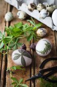 Dying Easter eggs using herb leaves
