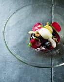 Sorbet with radishes and blackberries