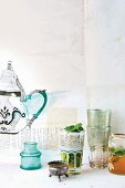 Still-life arrangement of Moroccan tea set