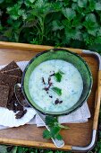 Stinging nettle soup with wholemeal bread