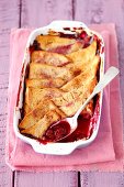Bread pudding with cherries