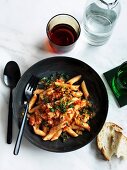 Penne with prawns and fra diavolo sauce