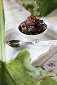 Rhubarb chutney in a small bowl