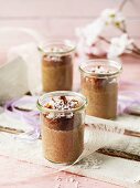 Beetroot and nut cake in glasses as a gift