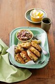 Cauliflower fritters with bean salad