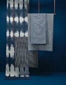 Japanese fabrics with various patterns in differing shades of blue