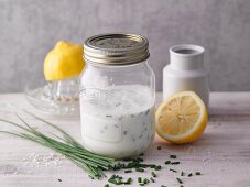 A jar of buttermilk dressing