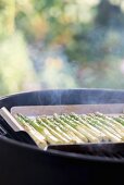 Green asparagus on a barbecue