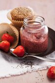 Strawberry spread with chia seeds and agave syrup