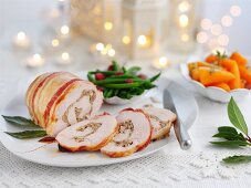 Turkey roulade, sliced, for Christmas