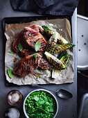 Barnsley chops with charred lettuce and peas