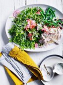 Hähnchen-Radieschen-Salat mit grünen Bohnen und Estragondressing