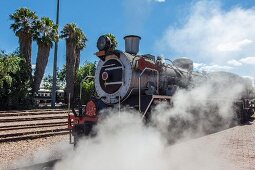 Historische Dampflok (Rovos) am Bahnhof in Pretoria (Südafrika)