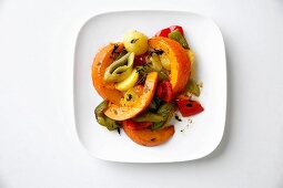 Autumnal oven-roasted vegetables with lemon tyme