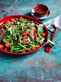 Grilled beef salad with chilli lime dressing