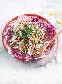 Rotkohlsalat mit pochierter Hähnchenbrust