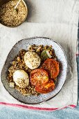 Dukkah with lentils, egg and tomatoes (North Africa)