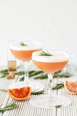 Blood orange & rosemary Martinis with beaten egg white