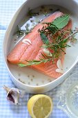 Marinated salmon with herbs and garlic