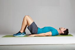 Shoulder bridge – Step 1: lie on your back, legs bent