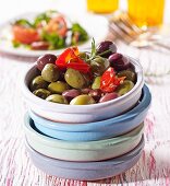 Spicy olives with peppers