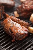 Beef ribs on a grill