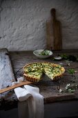 Gluten free pea and spinach quiche with mozzarella