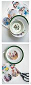 Decorating plates with pictures of women