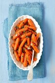 Mini carrots braised in butter with honey and thyme