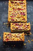 Rhubarb tart, sliced