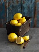 Zitronen in Vintage-Kastenform