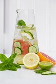 Citrus and cucumber water with fresh mint