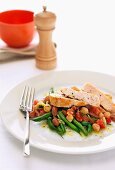 Pan Fried chicken with Beans and chickpeas