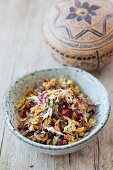 Lebanese floral tea: a tea mixture in a bowl