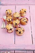 Almond muffins with blueberries baked in glasses