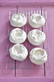 Meringue nests on a wire rack