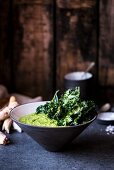 Kale soup with kale chips