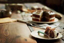 Carrot and banana cake with nuts