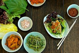 Fish fillet with various side dishes (Korea)