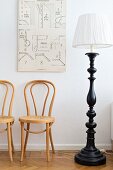 Old illustration above Thonet chairs and standard lamps