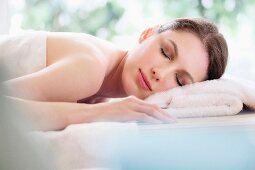 Woman relaxing at spa