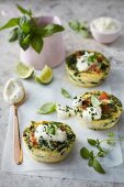 Salmon and spinach muffins with sour cream filling