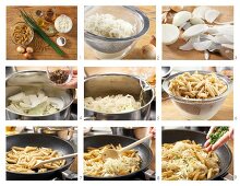 Sauerkraut pasta being made