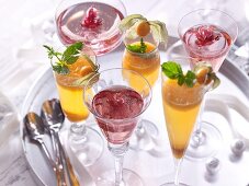 Fruity champagne cocktails