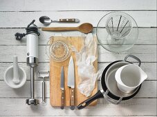 Kitchen utensils for making black salsify risotto