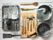 Kitchen utensils for making leek and potato cake